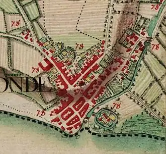 Ferrariskaart van Rupelmonde met het Mercatoreiland