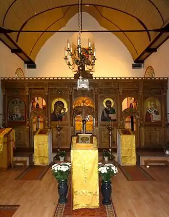 De Iconostase van het klooster in Hemelum