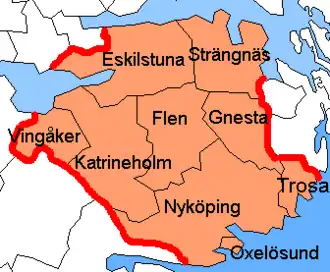 Kaart van Södermanlands län