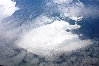 Sørkappøya gezien vanuit de lucht.