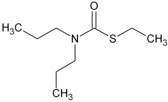 Structuurformule van S-ethyldipropylthiocarbamaat