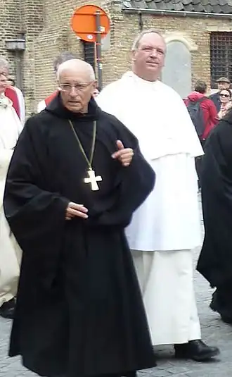 Erik De Sutter (rechts) tijdens de Heilig Bloedprocessie in 2014