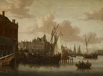De Nieuwe Brug op een schilderij van Jacobus Storck (1685)