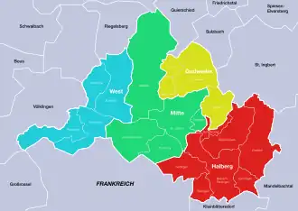 Indeling van de stad Saarbrücken