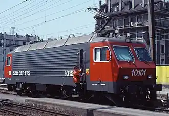 SBB locomotief 10101 op 10 juli 1983 in Genève Cornavin