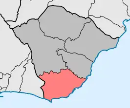 De ligging van Caniço in de gemeente Santa Cruz