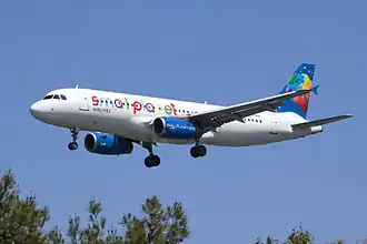 Een Airbus A320 van Small Planet Airlines