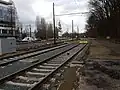 Tijdelijk eindpunt van tramlijn 94 na de verbinding met de sporen richting Roodebeek (2018)