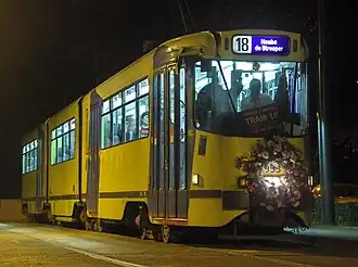 PCC 7953 op lijn 18 voor de laatste rit (van het toenmalige traject).