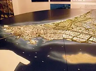 Maquette van het eiland zoals het er volgens planning uit zal komen te zien
