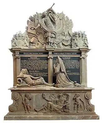 Grafmonument voor Gustaaf Adolf van Nassau-Saarbrücken en Eleonora Clara van Hohenlohe-Neuenstein in de Slotkerk te Saarbrücken