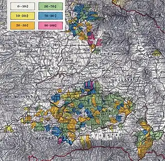 verspreiding van de Saksen in Zevenburgen in 1890