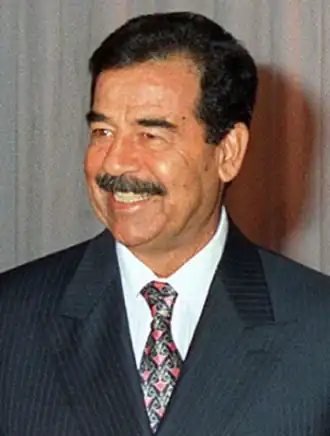 Saddam Hoessein als president van Irak in 1998