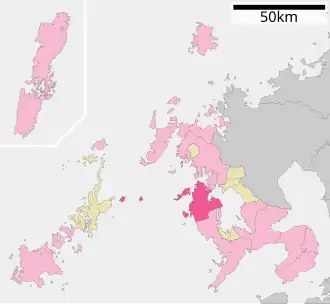 Situering van Saikai in de prefectuur Nagasaki