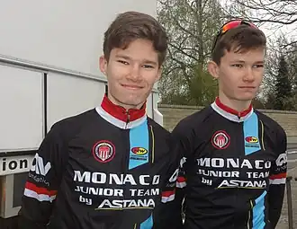 Nicolas Vinokoerov (rechts) en zijn tweelingbroer Aleksandr in 2019