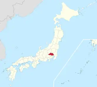 Kaart van Japan met Saitama gemarkeerd