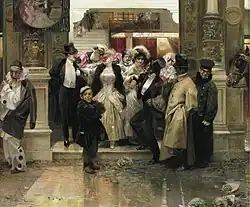 Bij de uitgang van het gemaskerd bal