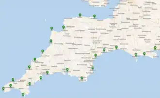 Afgelegde route over het South West Coast Path