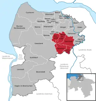 Kaart van Samtgemeinde Börde Lamstedt