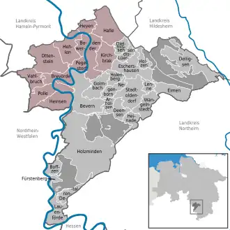Kaart van Samtgemeinde Bodenwerder-Polle