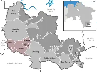 Kaart van Samtgemeinde Hattorf am Harz