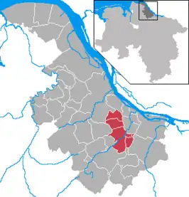 Kaart van Samtgemeinde Horneburg