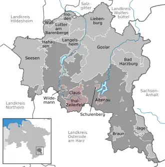 Kaart van Samtgemeinde Oberharz