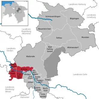 Kaart van Samtgemeinde Rethem/Aller