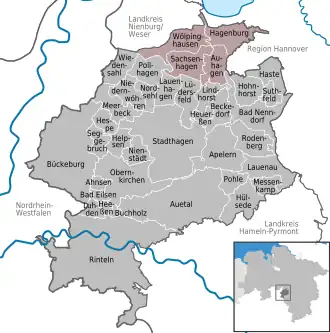 Kaart van Samtgemeinde Sachsenhagen
