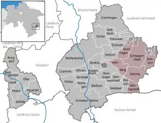 Kaart van Samtgemeinde Schöppenstedt