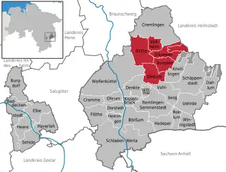 Kaart van Samtgemeinde Sickte