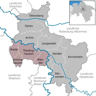 Kaart van Samtgemeinde Thedinghausen