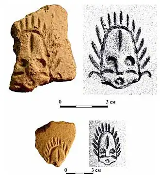 aardewerkscherven met antropomorfe gezichten