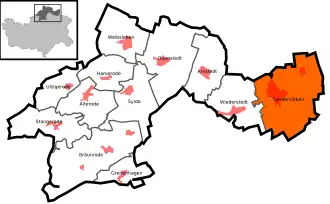 Kaart van Sandersleben