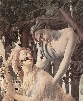 Sandro Botticelli (ca. 1485-1487): De nymf Chloris wordt achtervolgd door Zephyros, de god van de wind