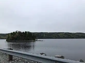 Het in de Broad Cove gelegen Sandy Island ligt vlak naast de voornoemde causeway