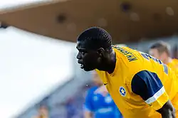 Khalifa Sankare tijdens RoPS - Asteras Tripolis op 17 juli 2014.