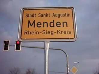 Plaatsnaambord van Menden