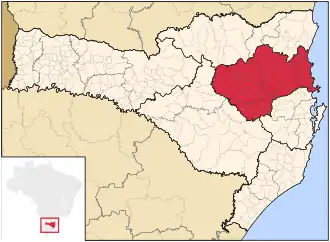 Ligging van de Braziliaanse mesoregio Vale do Itajaí in Santa Catarina