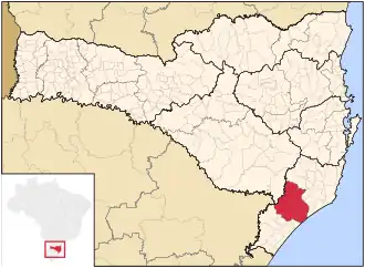 Ligging van de Braziliaanse microregio Criciúma in Santa Catarina