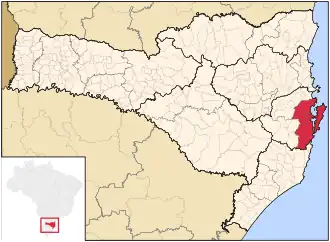 Ligging van de Braziliaanse microregio Florianópolis in Santa Catarina