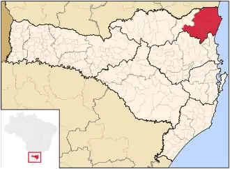 Ligging van de Braziliaanse microregio Joinville in Santa Catarina