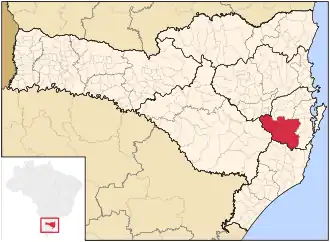 Ligging van de Braziliaanse microregio Tabuleiro in Santa Catarina
