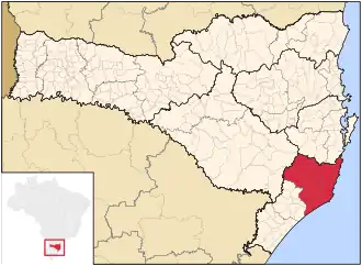 Ligging van de Braziliaanse microregio Tubarão in Santa Catarina