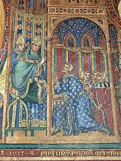 Johannes vertelt zijn wonderlijke droom aan paus Liberius.