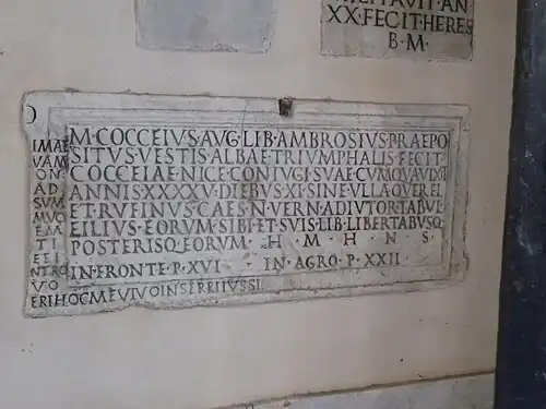 Grafschrift van Cocceia