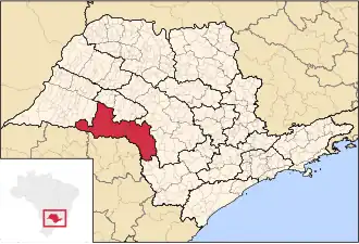 Ligging van de Braziliaanse mesoregio Assis in São Paulo