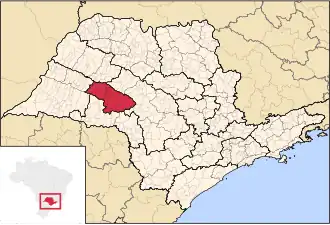 Ligging van de Braziliaanse mesoregio Marília in São Paulo