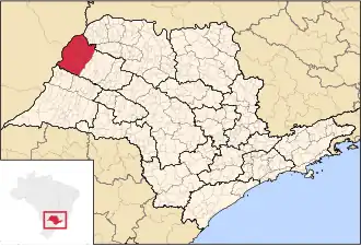 Ligging van de Braziliaanse microregio Andradina in São Paulo