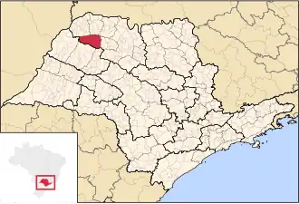 Ligging van de Braziliaanse microregio Auriflama in São Paulo